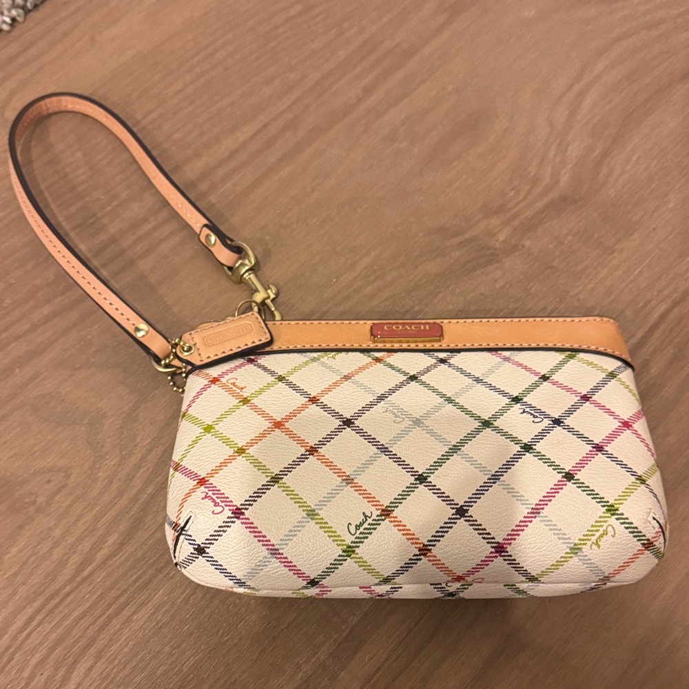 Coach Colorful Checkered Wristlet